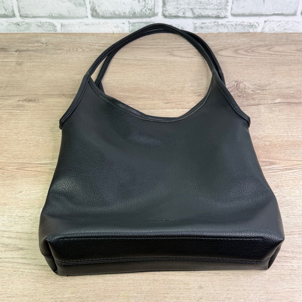 Montana West Pebbled Leather Hobo Shoulder Bag Black Medium